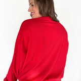 Ribbed Nebraska Pullover- Red