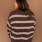 Double Stripe Sweater- Chocolate Brown