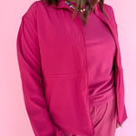 Peplum Windbreaker Jacket- Pink - Ana Patricia Boutique