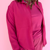 Peplum Windbreaker Jacket- Pink - Ana Patricia Boutique