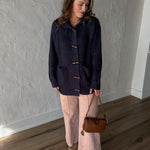 Oversized Toggle Knit Cardigan-Navy - Ana Patricia Boutique