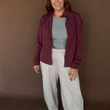 Peplum Windbreaker Jacket- Rosewood