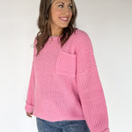 Oversized Front Pocket Sweater- Pink - Ana Patricia Boutique