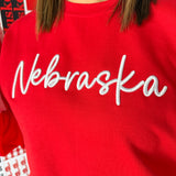 Nebraska 3D Crewneck- Red