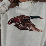 Mallard Duck Embroidered Mock Neck
