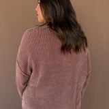 Mineral Wash Folded Cuff Sweater- Terracotta