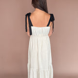 Embroidery Detail Midi Dress- Oatmeal - Ana Patricia Boutique
