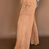 Mineral Wash Terry Pants-Coffee - Ana Patricia Boutique