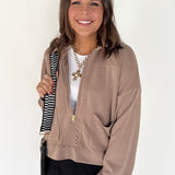 Zip Up Utility Jacket- Taupe