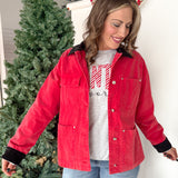 Oversized Utility Jacket- Red