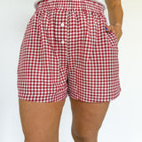 Gingham Boxer Shorts- Red