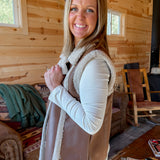 Faux Leather Vest- Brown