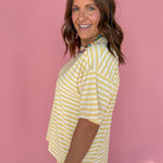Oversized Stripe Tee- Yellow/White - Ana Patricia Boutique