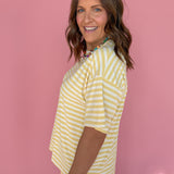 Oversized Stripe Tee- Yellow/White - Ana Patricia Boutique