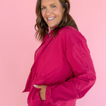 Peplum Windbreaker Jacket- Pink - Ana Patricia Boutique
