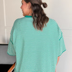 Oversized Stripe Tee- Green/White - Ana Patricia Boutique
