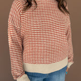 Waffle Texture Sweater- Rust