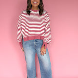 Striped Pullover- Mauve - Ana Patricia Boutique