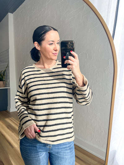 The Pati Stripe Sweater- Taupe