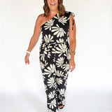 One Shoulder Wide Leg Jumpsuit- Black - Ana Patricia Boutique