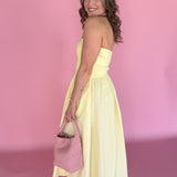 Strapless Midi Dress-Yellow - Ana Patricia Boutique