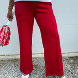 Soft Scuba Wide Pants-Red