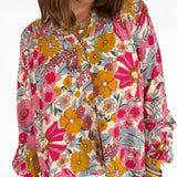 Woven Floral Blouse- Pink