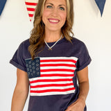 American Flag Top- Navy