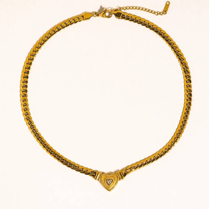 Heart Chain Necklace- Gold - Ana Patricia Boutique