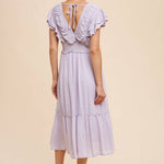Midi Dress with Ruffle Sleeve- Lavender - Ana Patricia Boutique