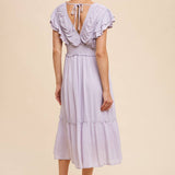 Midi Dress with Ruffle Sleeve- Lavender - Ana Patricia Boutique
