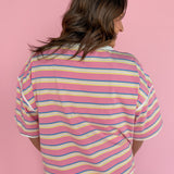 Oversized Stripe Tee- Yellow/Pink - Ana Patricia Boutique