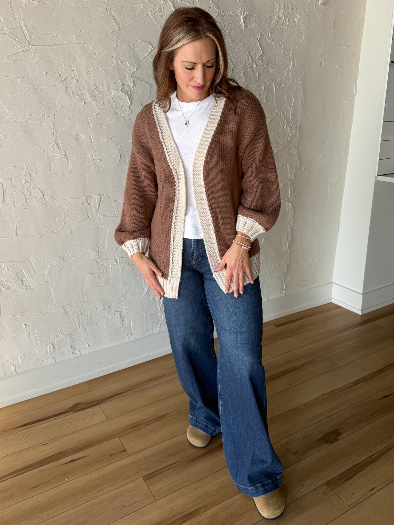 Open Front Sweater Cardigan- Mocha - Ana Patricia Boutique