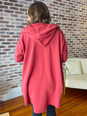 Long Line Open Cardigan- Red Pear