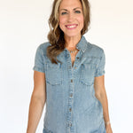 Chambray Button Up Top - Ana Patricia Boutique