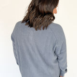 Washed Henley Top- Dsty Navy - Ana Patricia Boutique