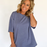 Mineral Wash Oversized Tee-Indigo Blue - Ana Patricia Boutique