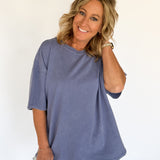 Mineral Wash Oversized Tee-Indigo Blue - Ana Patricia Boutique