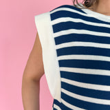 Stripe Knit Maxi Dress- Navy - Ana Patricia Boutique