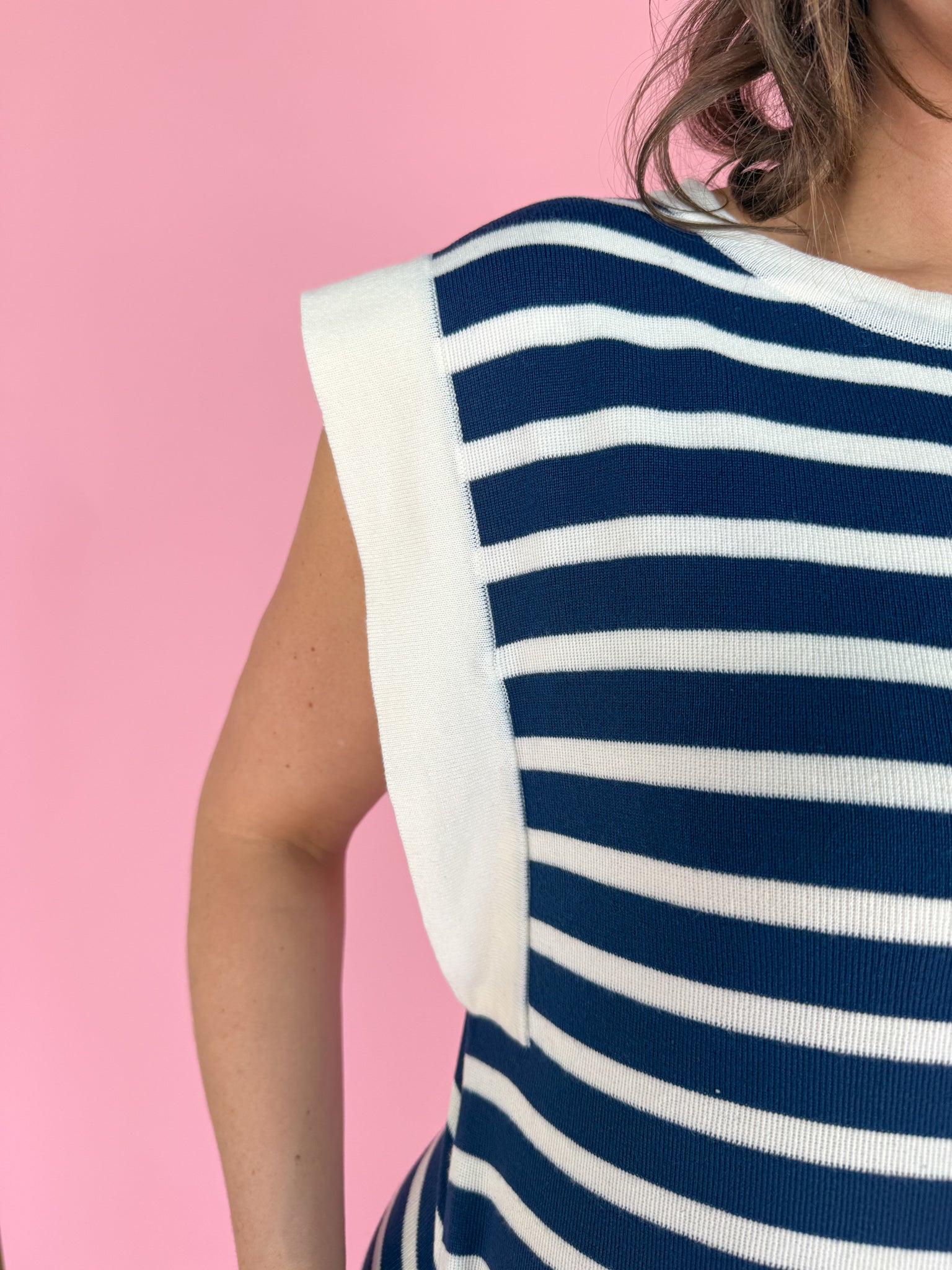 Stripe Knit Maxi Dress- Navy - Ana Patricia Boutique