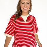 Stripe Oversized Tee- Red - Ana Patricia Boutique