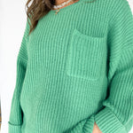 Oversized Front Pocket Sweater- Green - Ana Patricia Boutique