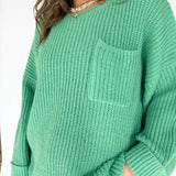Oversized Front Pocket Sweater- Green - Ana Patricia Boutique