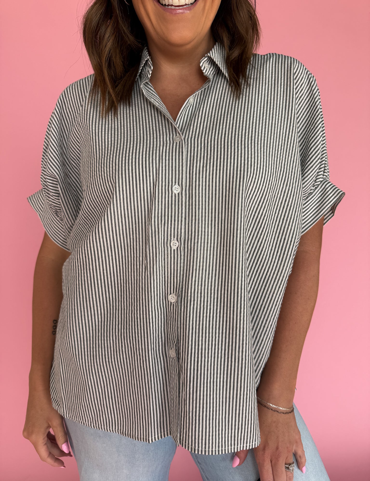 Striped Dolman Sleeve Top- Black - Ana Patricia Boutique