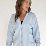 Scuba Piping Cardi- Blue/Cream