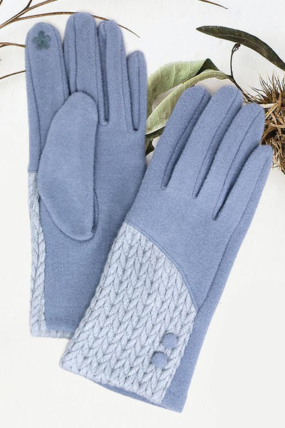 Cable Knit Gloves- Blue