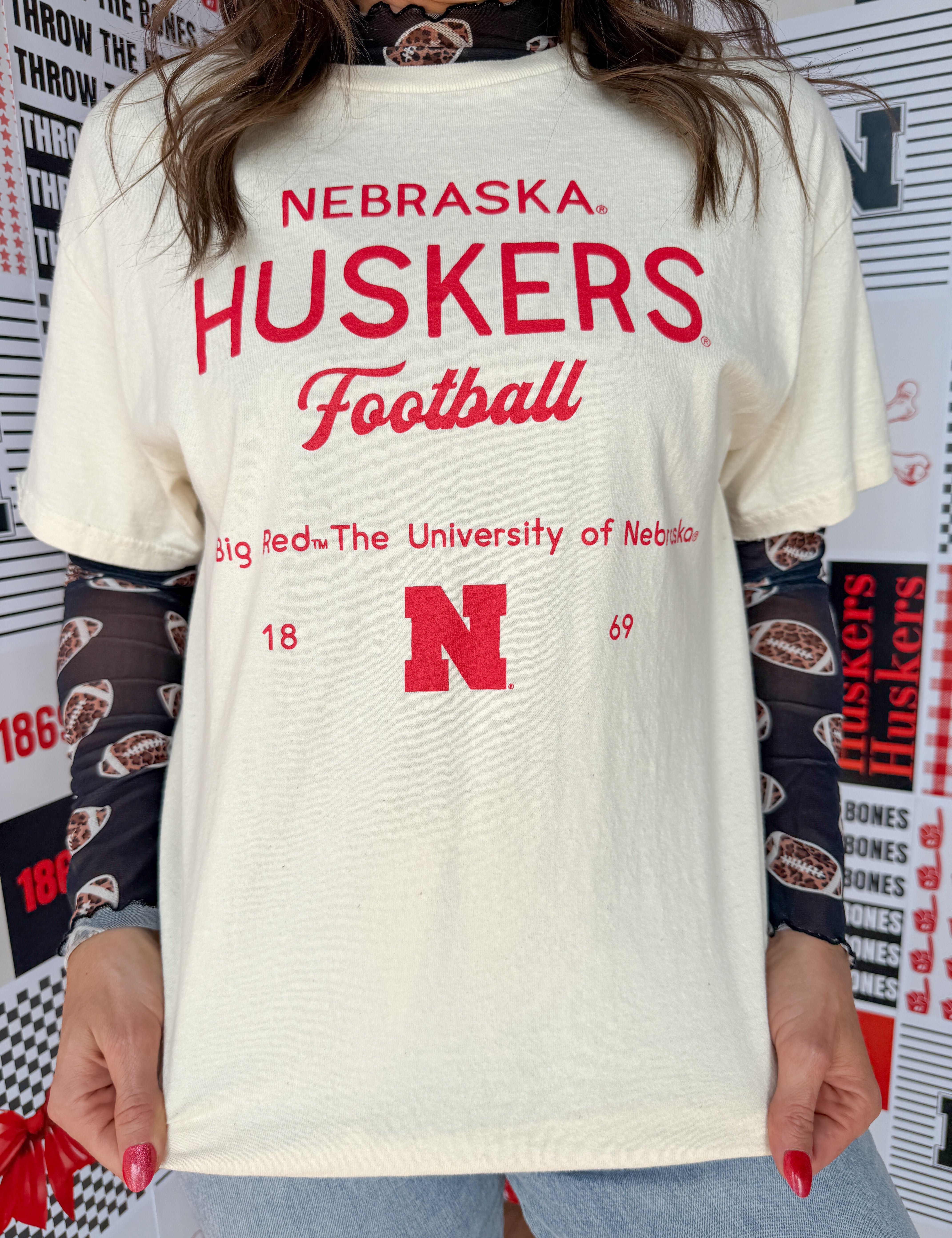 Nebraska Huskers Shot Off Tee- Off White - Ana Patricia Boutique