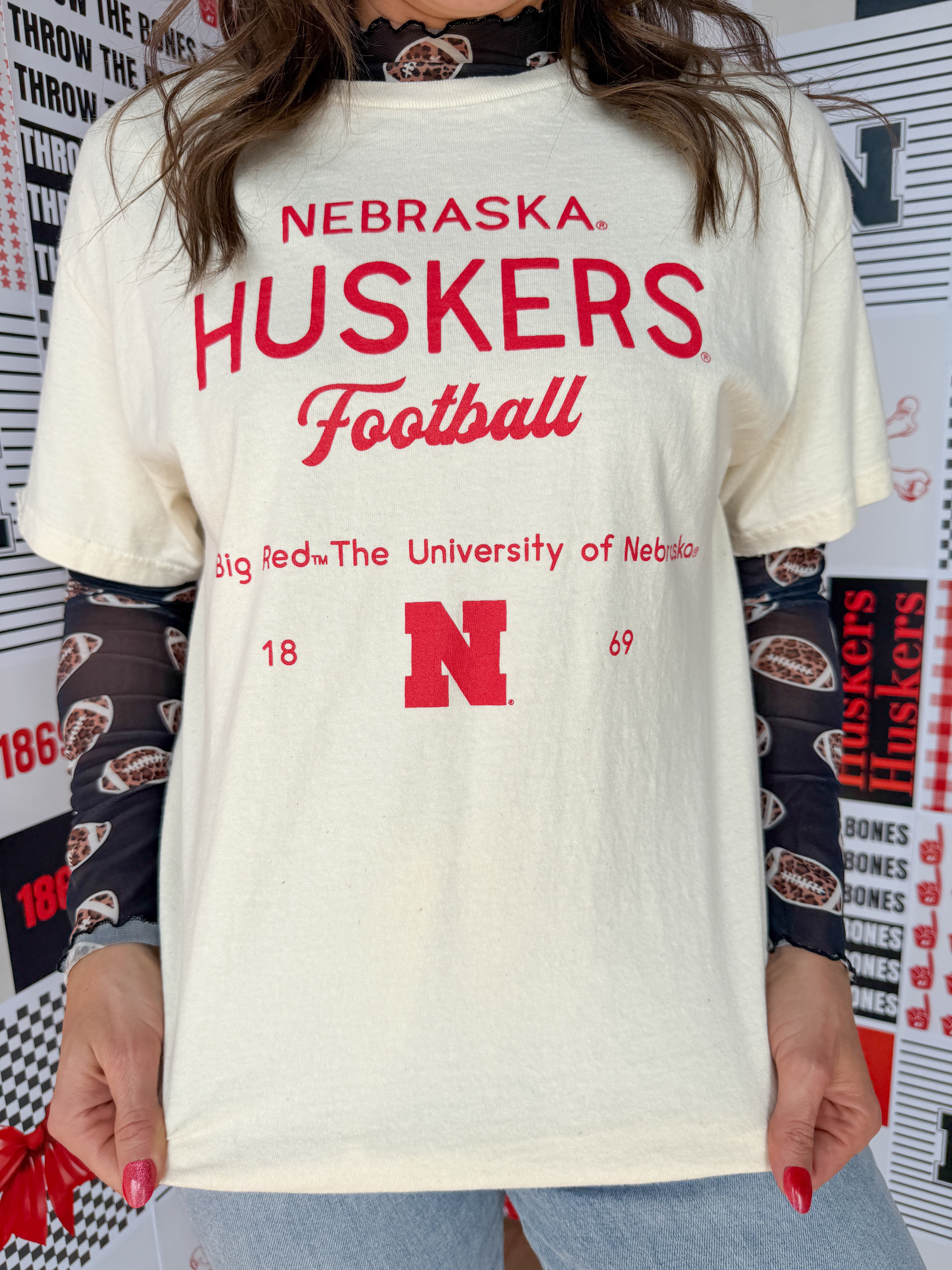 Nebraska Huskers Shot Off Tee- Off White - Ana Patricia Boutique