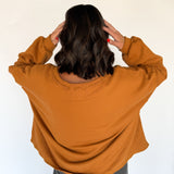 Rust Oversized V Neck Pullover - Ana Patricia Boutique