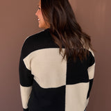 Checkered Sweater- Black/Alpaca